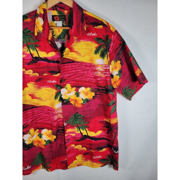 Hawaiian X-LARGE Shirt Aloha Hibiscus Sunset Colorful Bright Ni'i Fashions - Picture 3 of 8